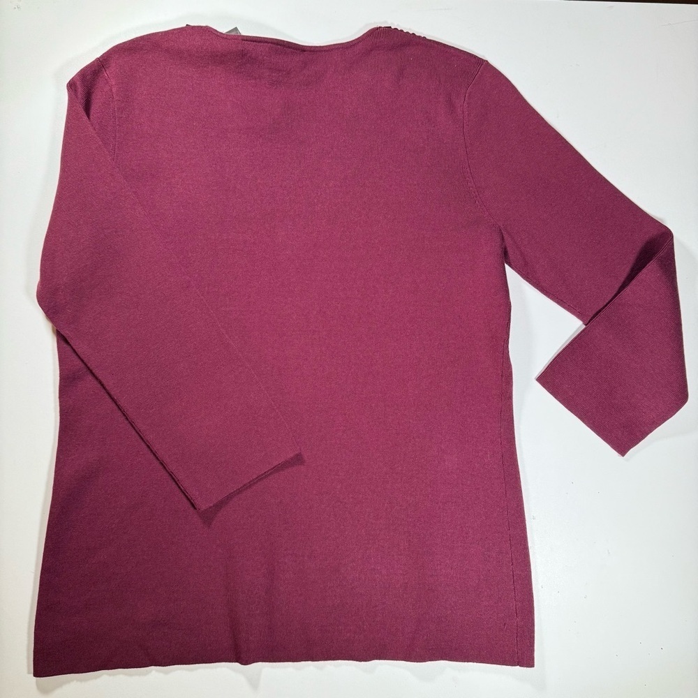 NWT Field Gear Women’s Bristol Ruby Red V-Neck Pullover Beaded Silk Sweater M - Picture 5 of 5